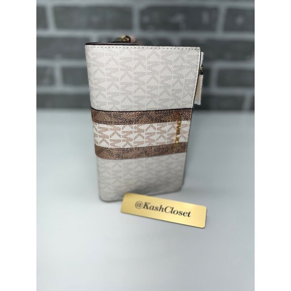 Michael Kors JST LG Color-Block Double-Zip Wristlet - Powder Blush Multi - Picture 6 of 7